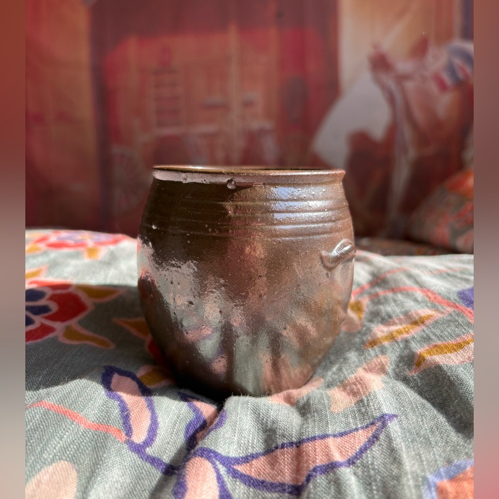 3/$10 Vintage Mini Stoneware Pot – Rustic Brown Glaze